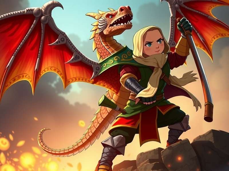 Fennel Dragon Warrior game banner featuring dragon and warrior